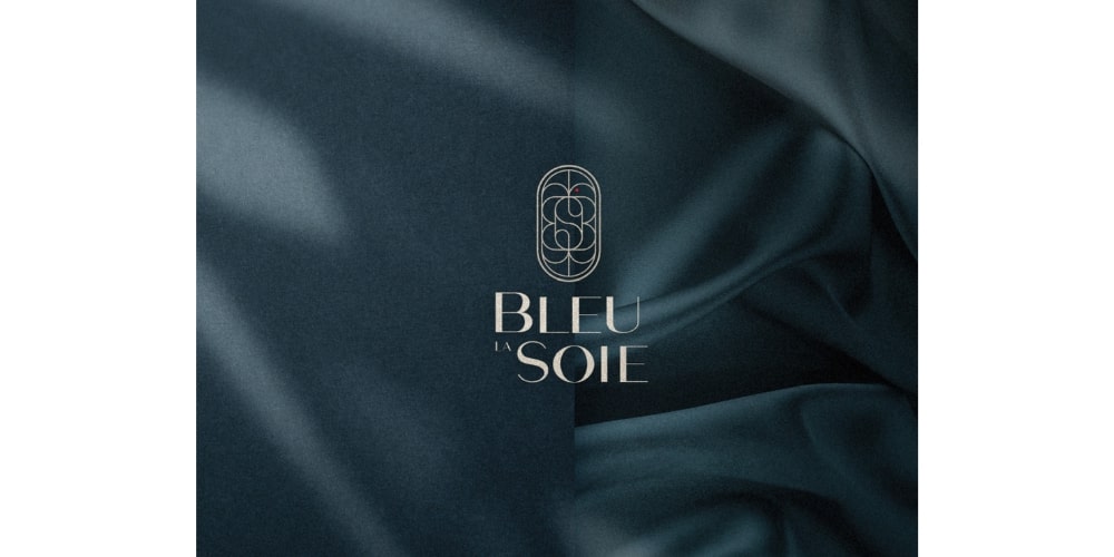 bleu la soie logo featuring silk background