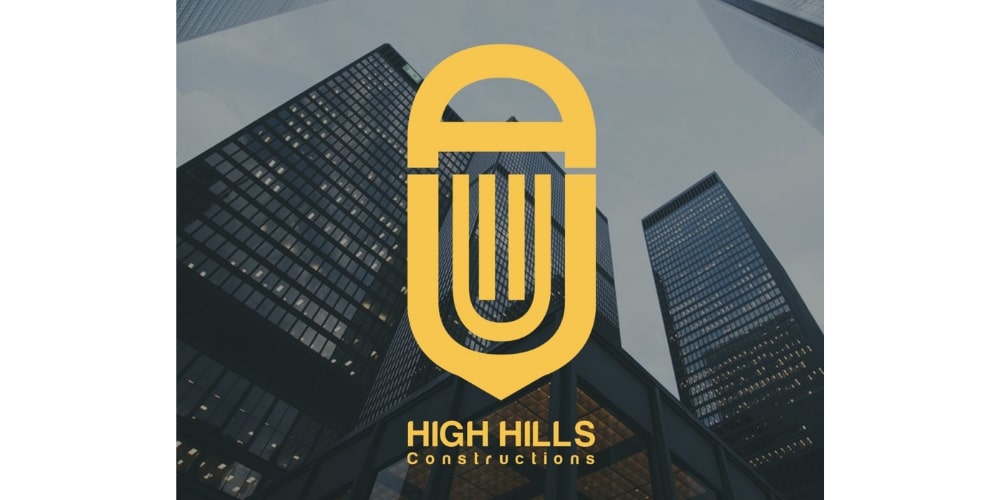 high hills contruction logo by mohamed adel featuring skyscraper pictures